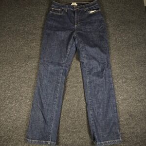 LL Bean Blue Classic Fit Denim Jeans Dark Wash Straight Leg High Rise Women's 10